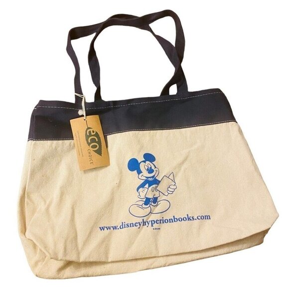 NEW Mickey Mouse Canvas Shoulder Bag Disney Reusable Shopping Tote - Picture 1 of 6